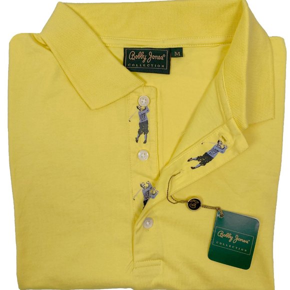 NEW Bobby Jones Collection Golf Shirt! MBright YellowSignature Golfers ITALY